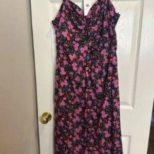 Social Te Spaghetti Floral Medium Pockets Dress Cut Outs Womens